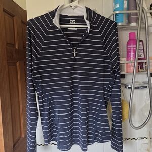 Cutter & Buck Women's Navy Golf 1/4 Zip up Striped Pullover